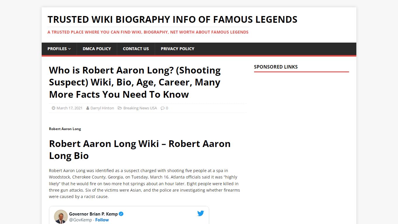 Who is Robert Aaron Long? (Shooting Suspect) Wiki, Bio, Age, Career ...